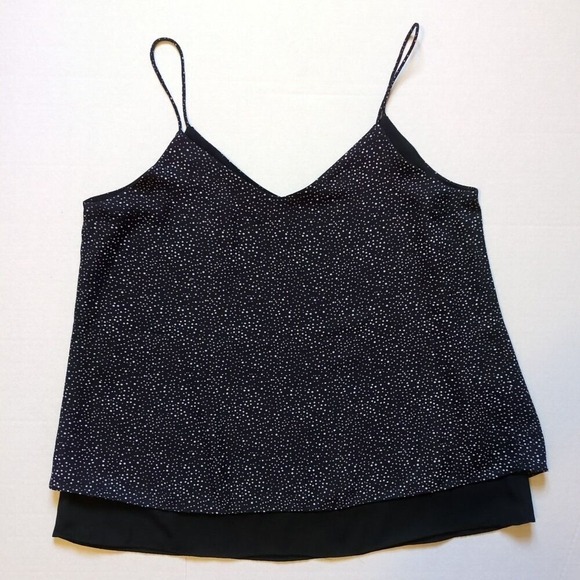 Anthropologie Paper Crane Polka Dot Tank Top Black Womens S Metallic Festival - Picture 4 of 7